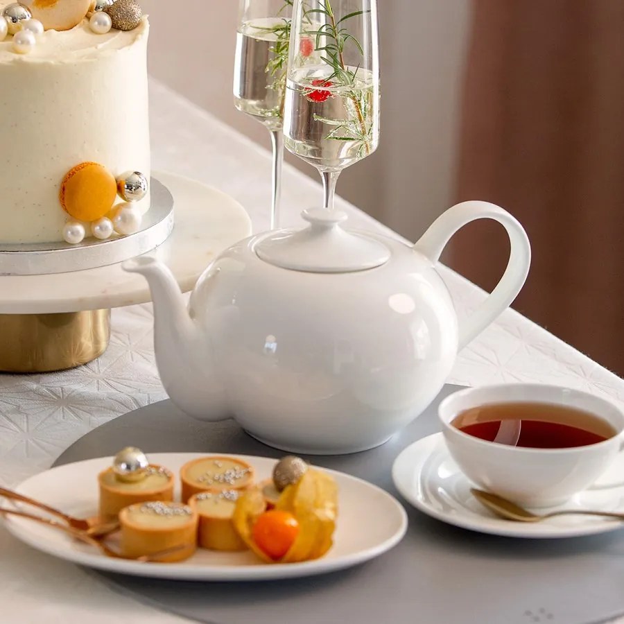 Biely porcelánový čajník 1,2 l - Premium Platinum Line - 450212