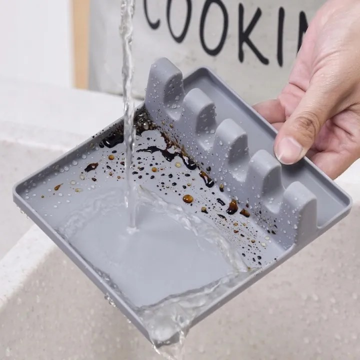 ADEO Stojan na odloženie varešky a kuchynského náradia, silikónový, sivý, NOX