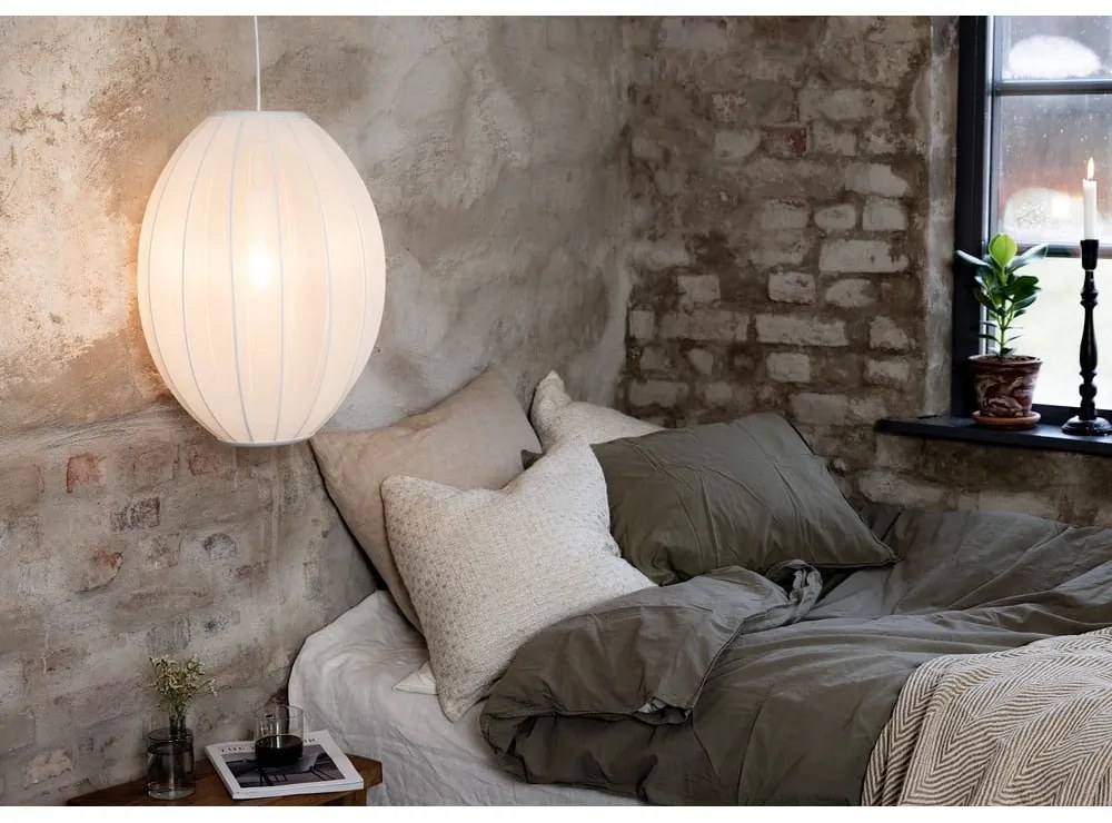 Biele závesné svietidlo s textilným tienidlom ø 40 cm Florence – Markslöjd