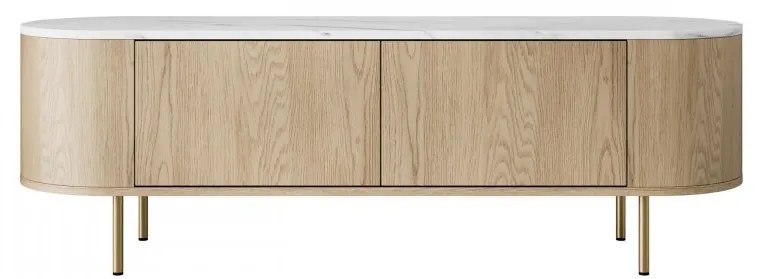 TV stolík / skrinka Nisken 140 2D, Farby: dub cremona / mramor čierny + čierna