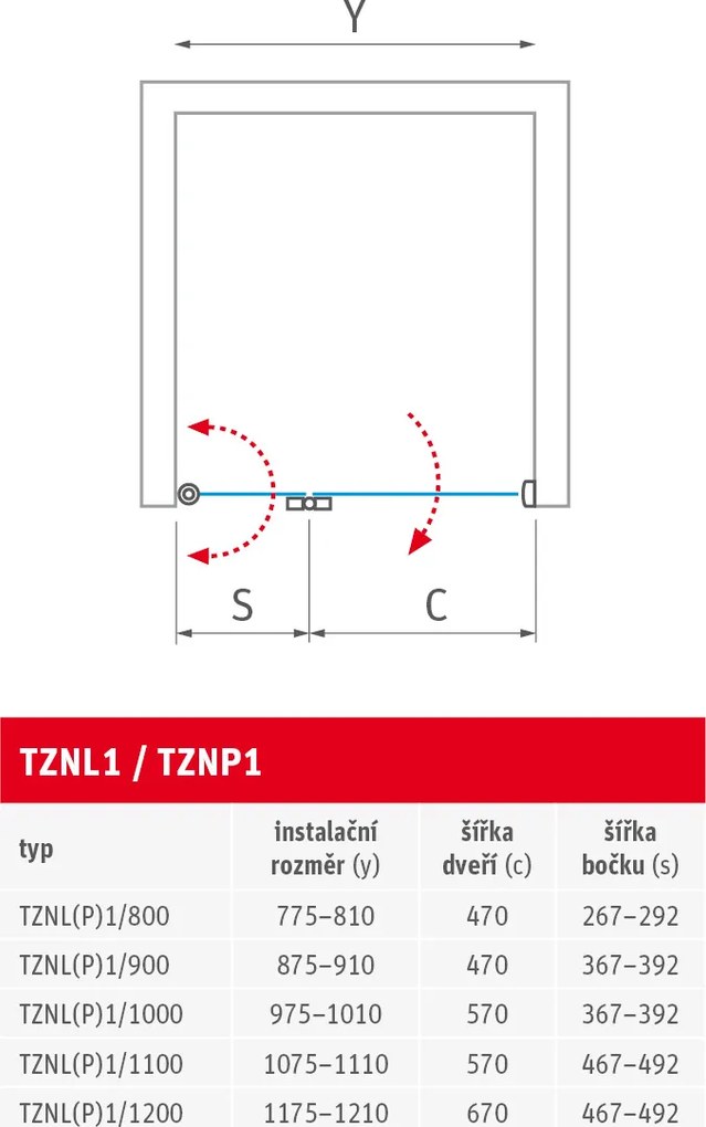 Roth Sprchové dvere TZNL1, TZNP1 pre inštaláciu do niky - bez vaničky ROTH-Variant: šírka: 90 cm, orientácia: Pravá - (TZNP1 900 - 739-900000P-00-02)…