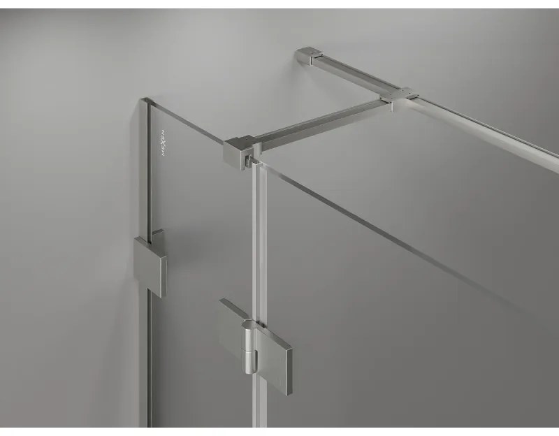 Mexen Lunar T, výklopný ľavý sprchový kút 125 x 80 cm, 8mm číre sklo, oceľový profil, 834T-125-080-97-00-L