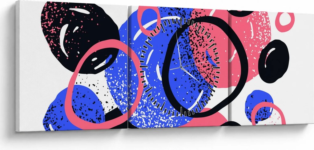 Obraz - Motív s kruhmi v živých farbách (s hodinami) (90x30 cm)