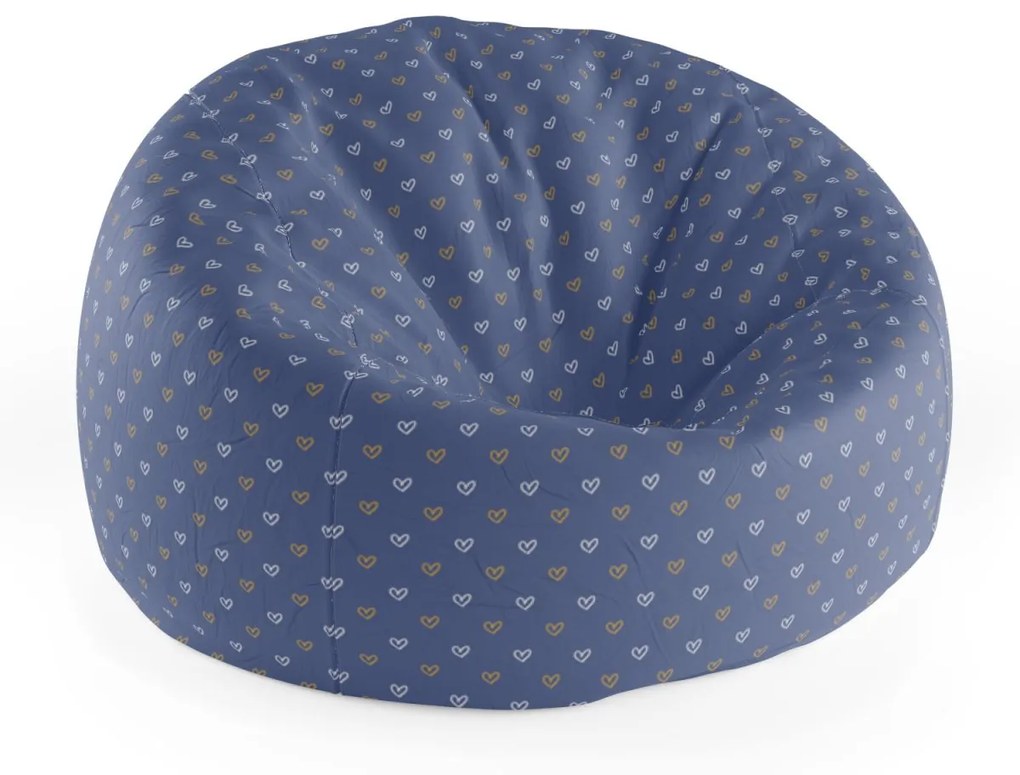 Sablio Sedací vak Cocoon Srdiečka na modrej - 75 x 45 x 35 cm