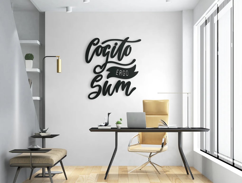 drevko Drevená dekorácia Cogito ergo sum Rozmer obrazu: 44 x 39,5 cm, Farba dekorácie: Čierna