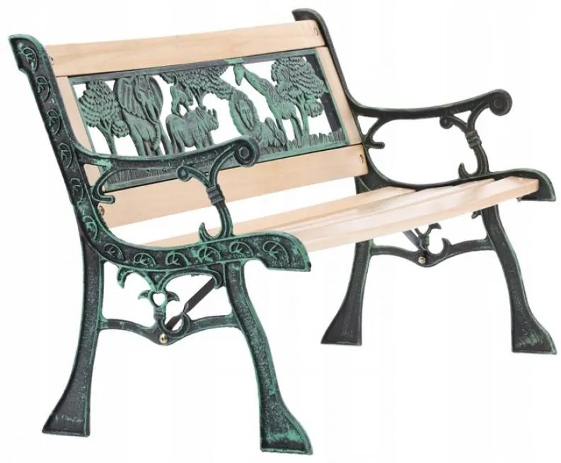 Dětská zahradní lavice ELARA 82 cm z masivu/zelená