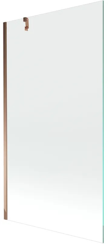 Mexen Next, vaňová zástena 1-krídlová 100 x 150 cm, fixné krídlo, 6 mm číre sklo, ružové zlato profil, 895-100-000-00-00-60