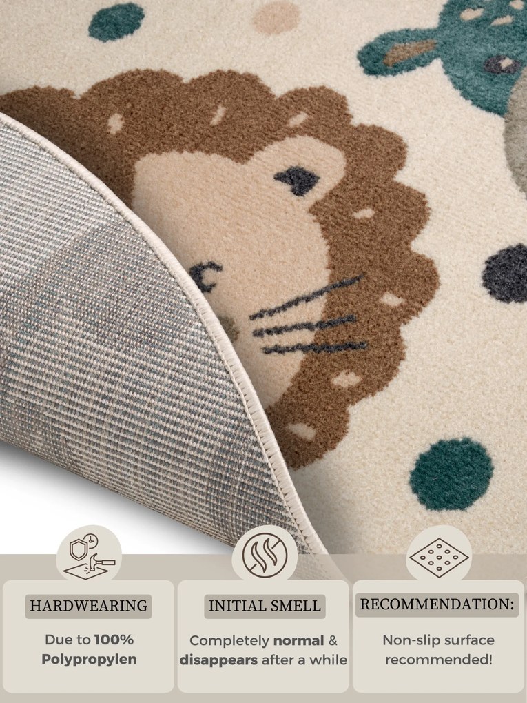 Detský koberček Adventures 105968 Cream Brown Blue kruh, 100x100 (priemer) kruh, viacfarebná, detská izba, Hanse Home