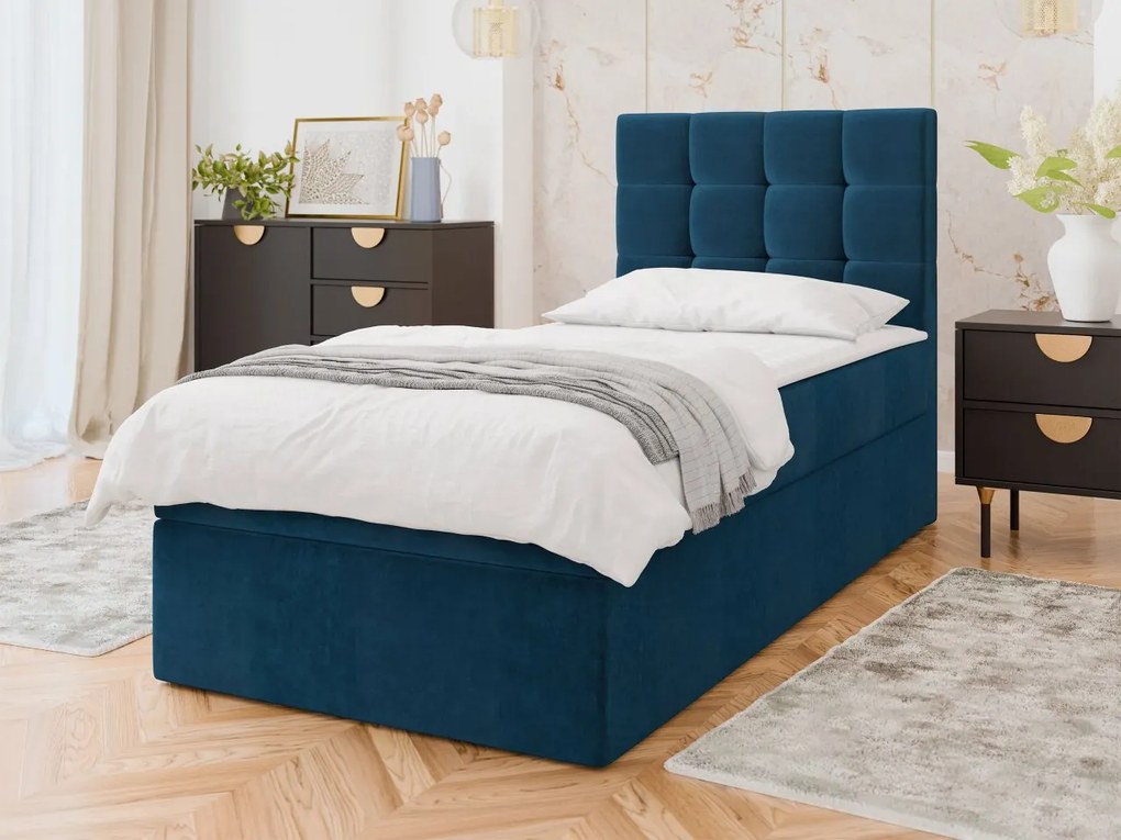 Kontinentálna jednolôžková posteľ Cinema Single, Dostupné poťahy: ekokoža Soft 011, Rozmer postele: 90x200