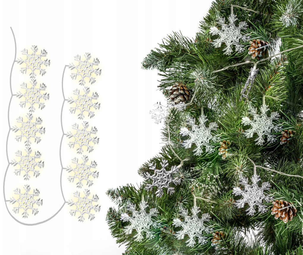 Vianočná LED svetelná reťaz so snehovými vločkami SLUMI