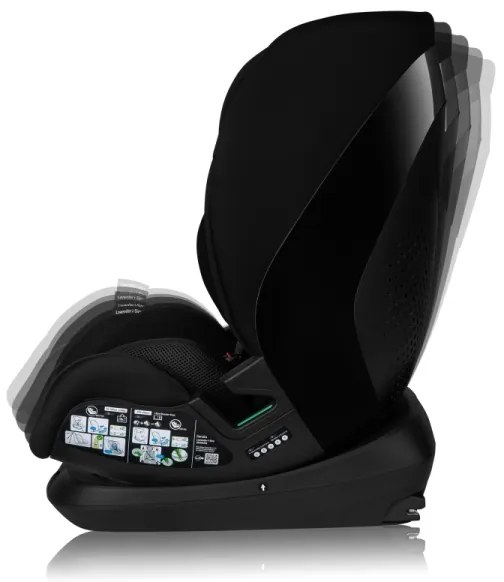 Lionelo - Otočná autosedačka so základňou LAVENDER i-Size 76-150 cm Čierny karbón