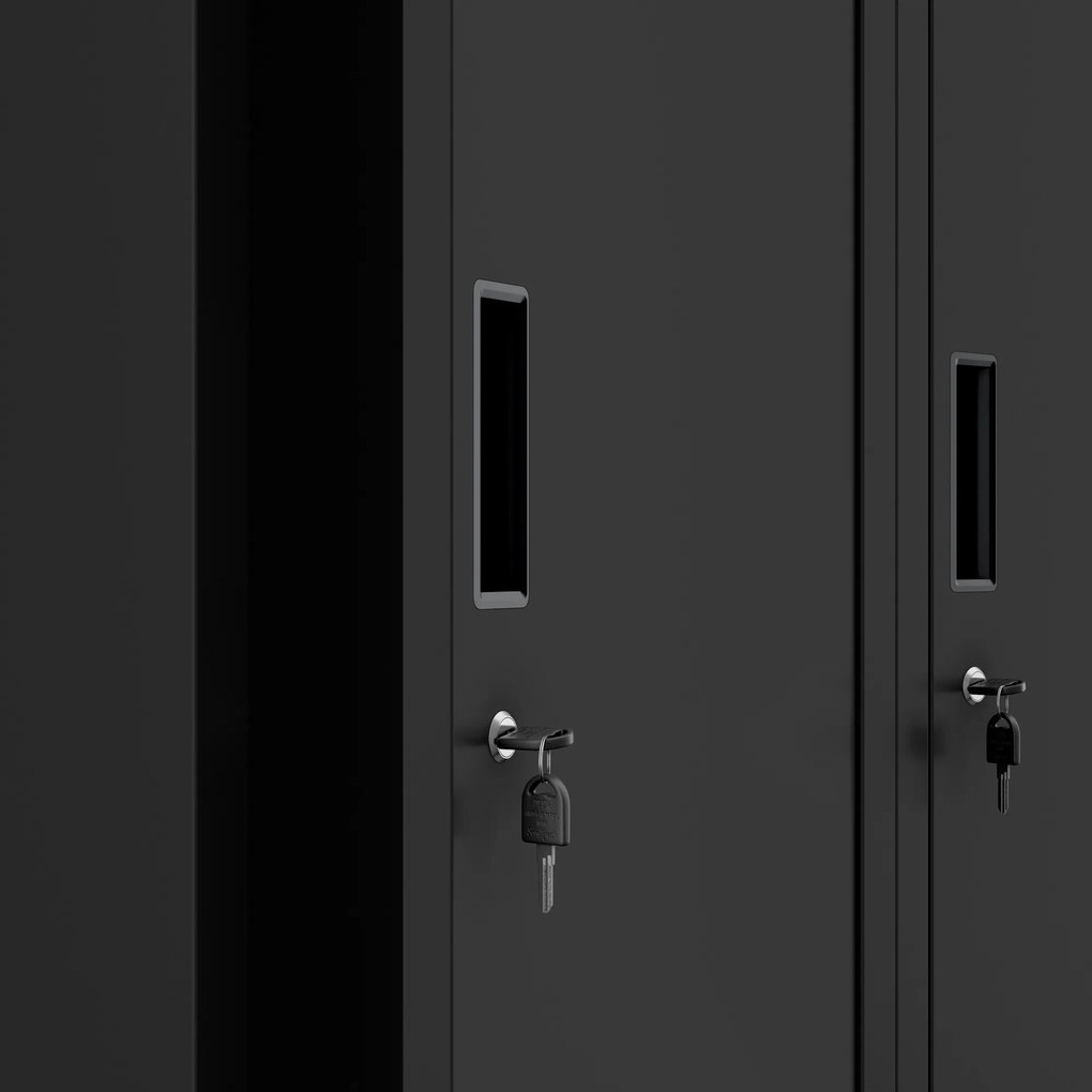 Kovová šatníková skrinka čierna KACPER D600 800 x 1800 x 600 mm