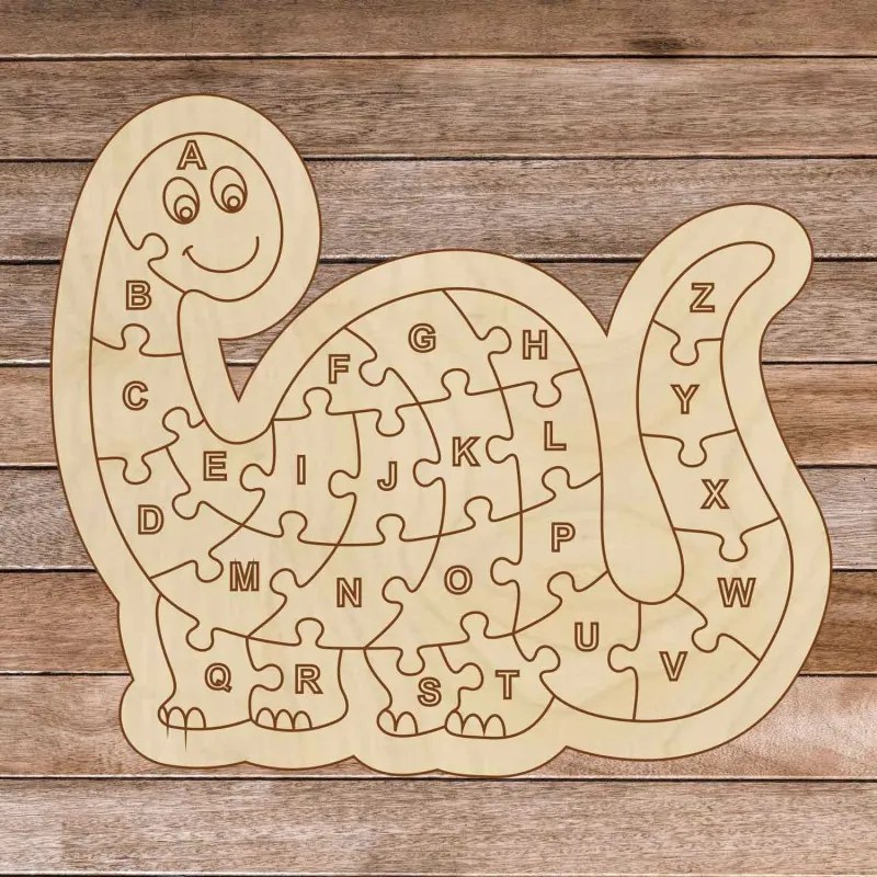 Detské drevené puzzle - Dinosaurus a abeceda A-ZET 26 dielikov | SENTOP H006 H006