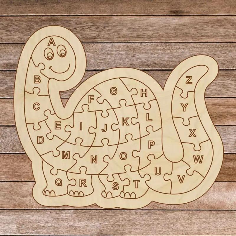 Detské drevené puzzle - Dinosaurus a abeceda A-ZET 26 dielikov | SENTOP H006