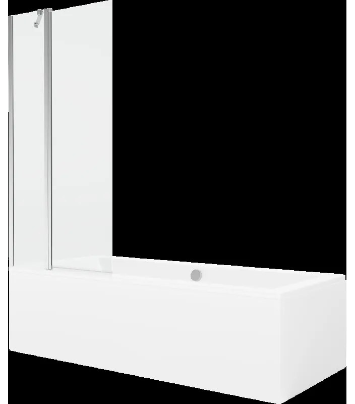 Mexen Cube obdĺžniková vaňa 180 x 80 cm s obkladom a 1-krídlovou sprchovou zástenou 80 cm, Transparentné, Chrómová - 550518080X9