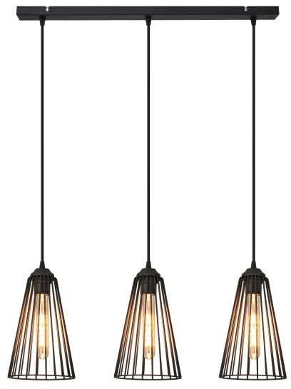 Luster na lanku TORRI 3xE27/15W/230V čierna