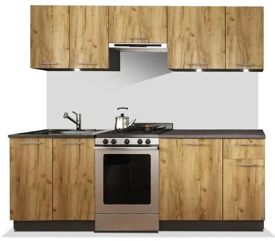 Kuchynská linka Dania 240 cm antracit/dub craft