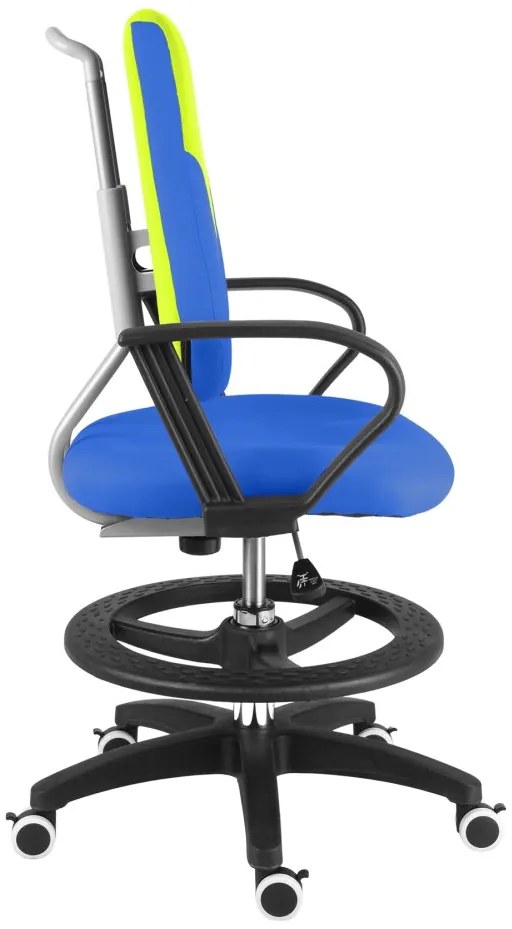 Detská rastúca stolička Neoseat KINDER — látka, modrá / reflexná zelená