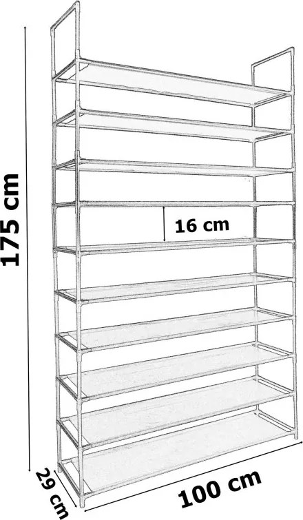 Stojan na topánky Mela - 50 párov - čierny