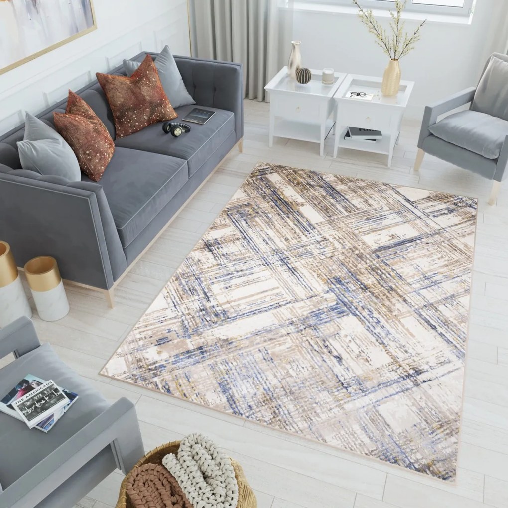 TA Koberec G505M BIELA/TMAVOMODRÁ ASTHANE Rozmer: 160x220 cm