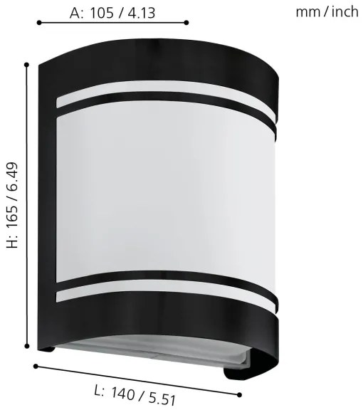 Eglo 99565 - Vonkajšie nástenné svietidlo CERNO 1xE27/40W/230V IP44