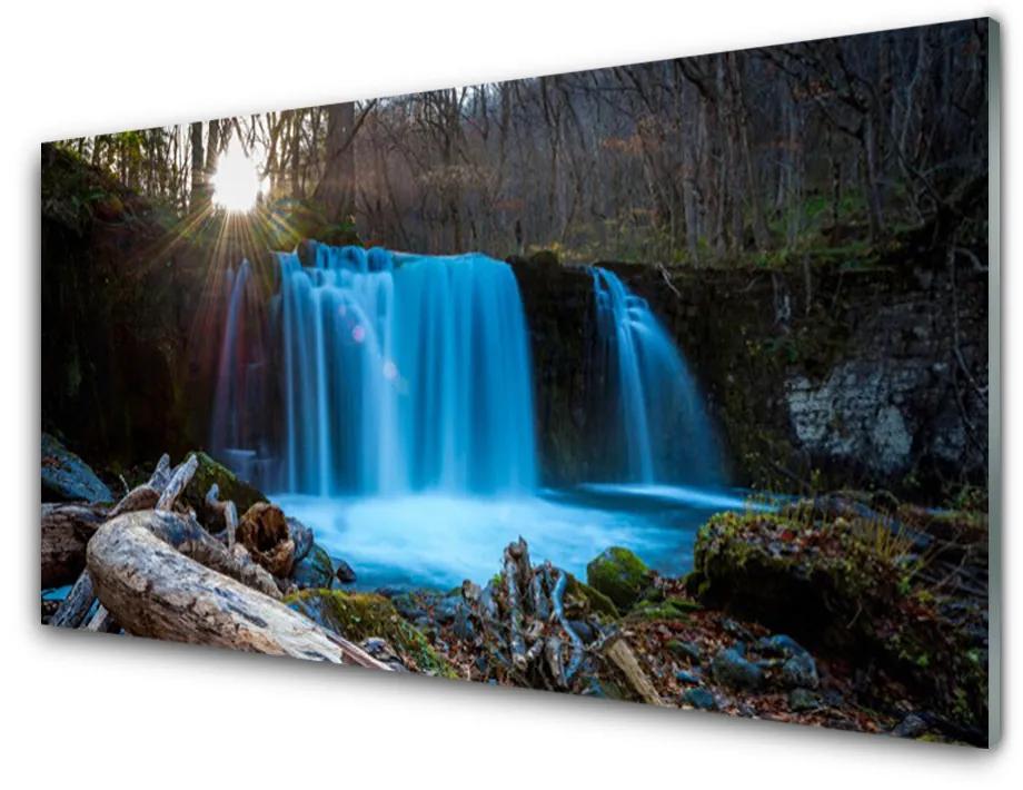 Obraz plexi Slnko vodopád príroda 140x70 cm