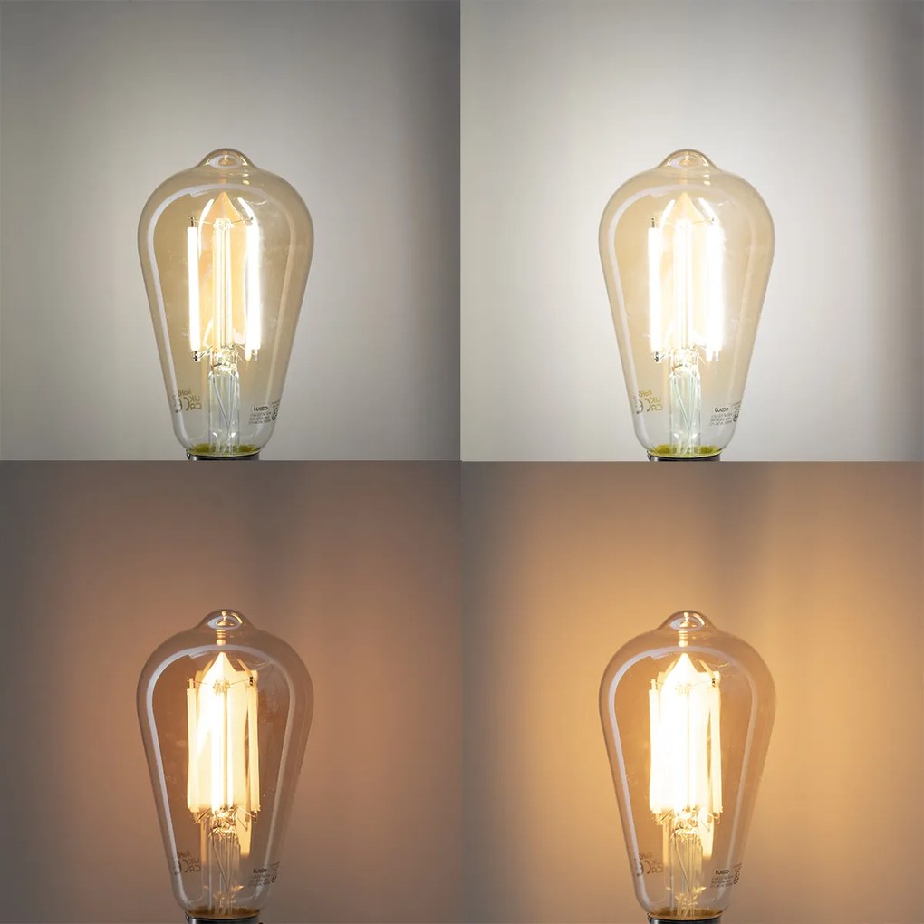 Sada 5 ks Smart E27 stmievateľná v Kelvinovej LED lampe ST64 goldline 7W 700 lm 1800-4000K