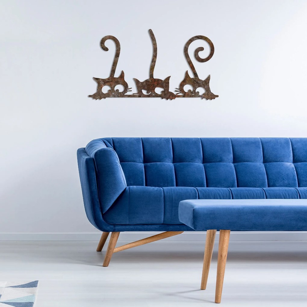 Nástenná kovová dekorácia Hrdzavé mačky 1 viacfarebná