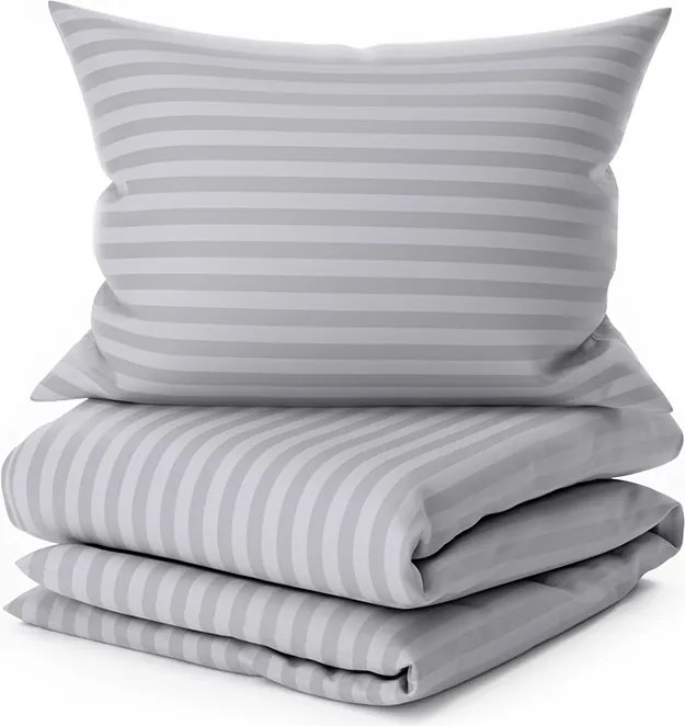 Hotelové obliečky z mikrovlákna JASMINE svetlo sivá - prúžok 2 cm Rozmer obliečok: 2 ks 70 x 90 cm | 200 x 220 cm