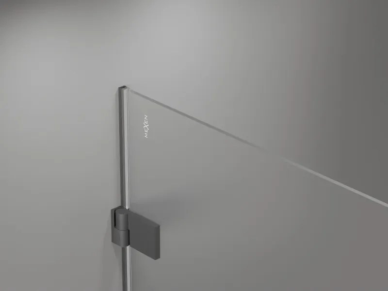 Mexen Lunar-B, výklopný sprchový kút ľavý 85 x 70 cm, 8mm číre sklo, grafitový profil, 832-085-070-95-00-L