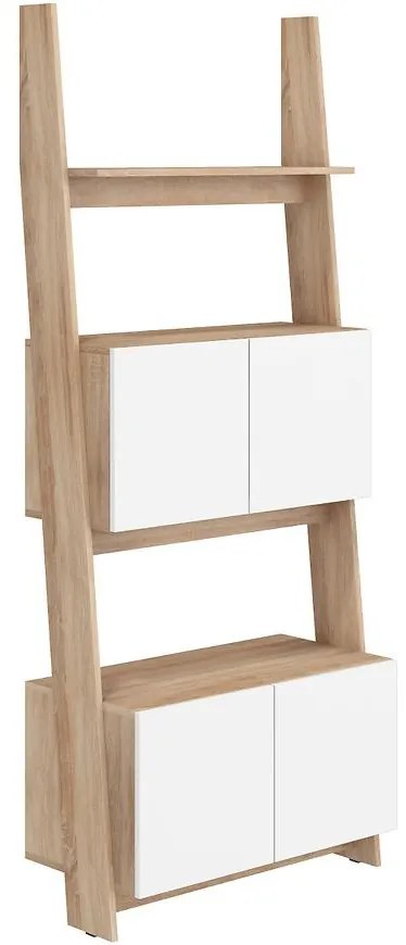 Regál Rack 80-2D sonoma/Biely lesk