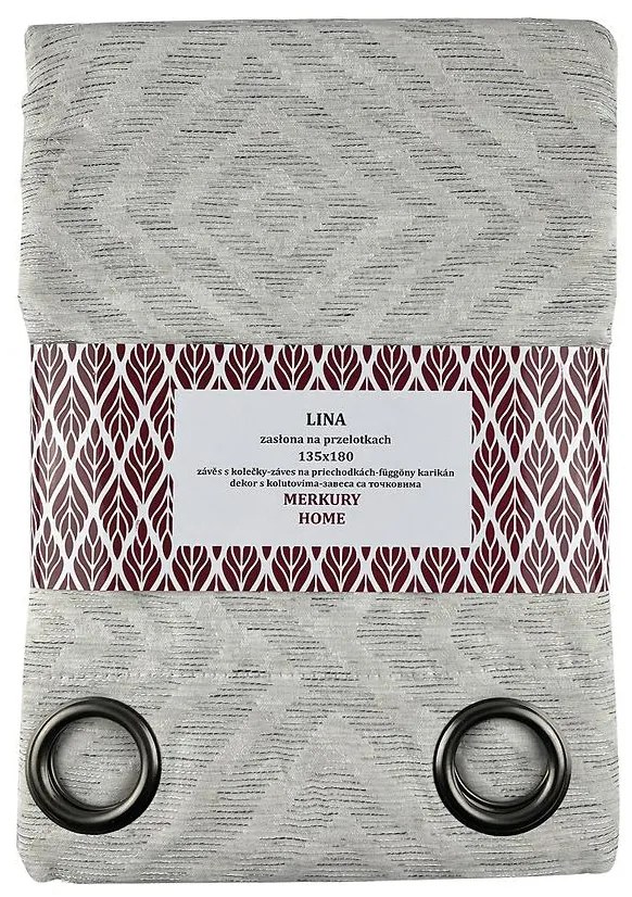 Záves Lina na priechodkách 135x180 svetlo šedá Merkury Home
