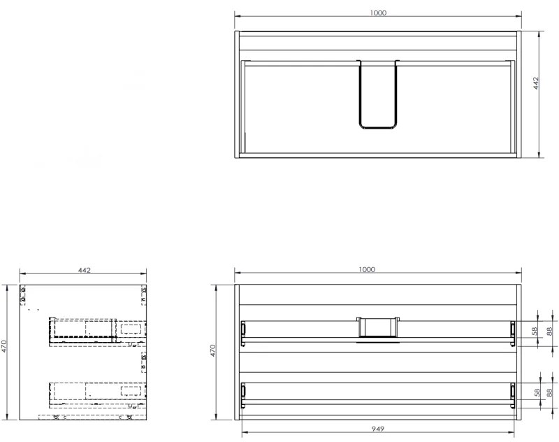 Mexen Rivel, kúpeľňová skrinka 100 cm s hornou časťou, 2 zásuvky, drážkovaná, orech, 91A20-10047-2-BFFC86