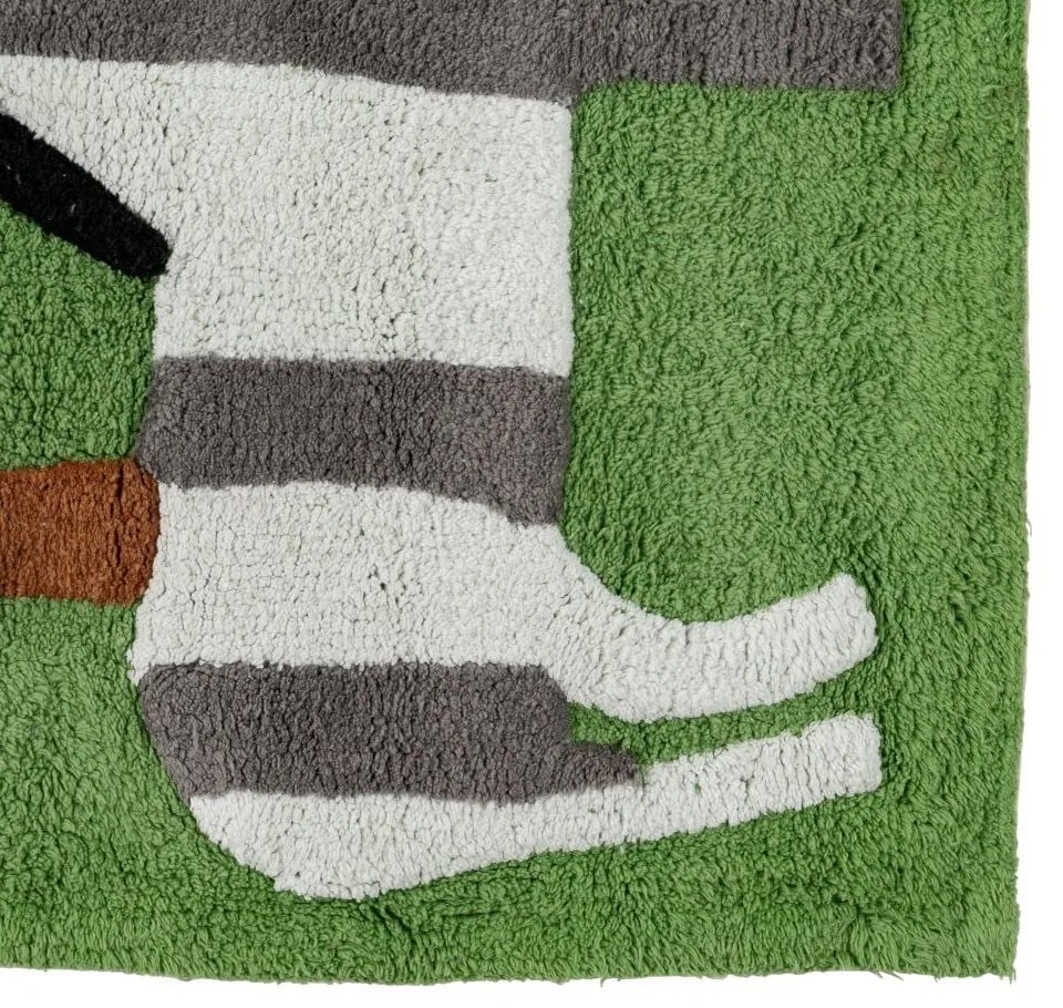 Zelený prateľný bavlnený behúň 90x175 cm Animals – Ixia