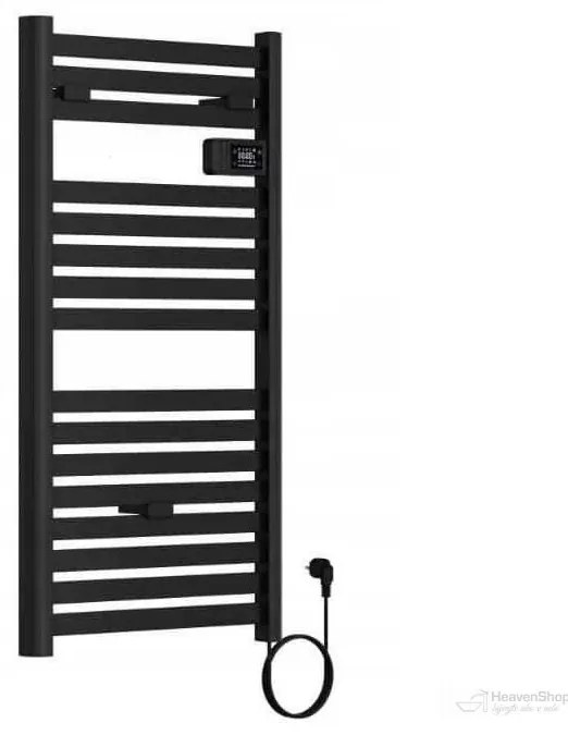 Erga Pago, elektrické vykurovacie teleso 960x540 mm s digitálnym termostatom, 500W, čierna matná, ERG-LAV-GRZE-E-ALU-960540-BK