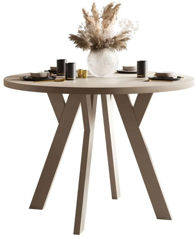 OKRÚHLY ROZKLADACÍ JEDÁLENSKÝ STÔL EWALD KAŠMÍR MATNÝ 100/140 cm