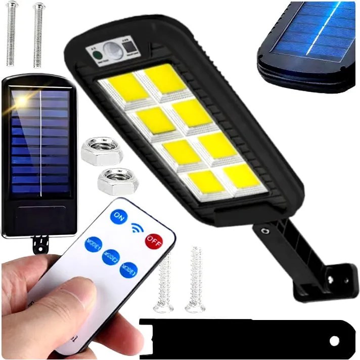 BERGE Solárna LED COB lampa s pohybovým čidlom + diaľkový ovládač ORAN 30W