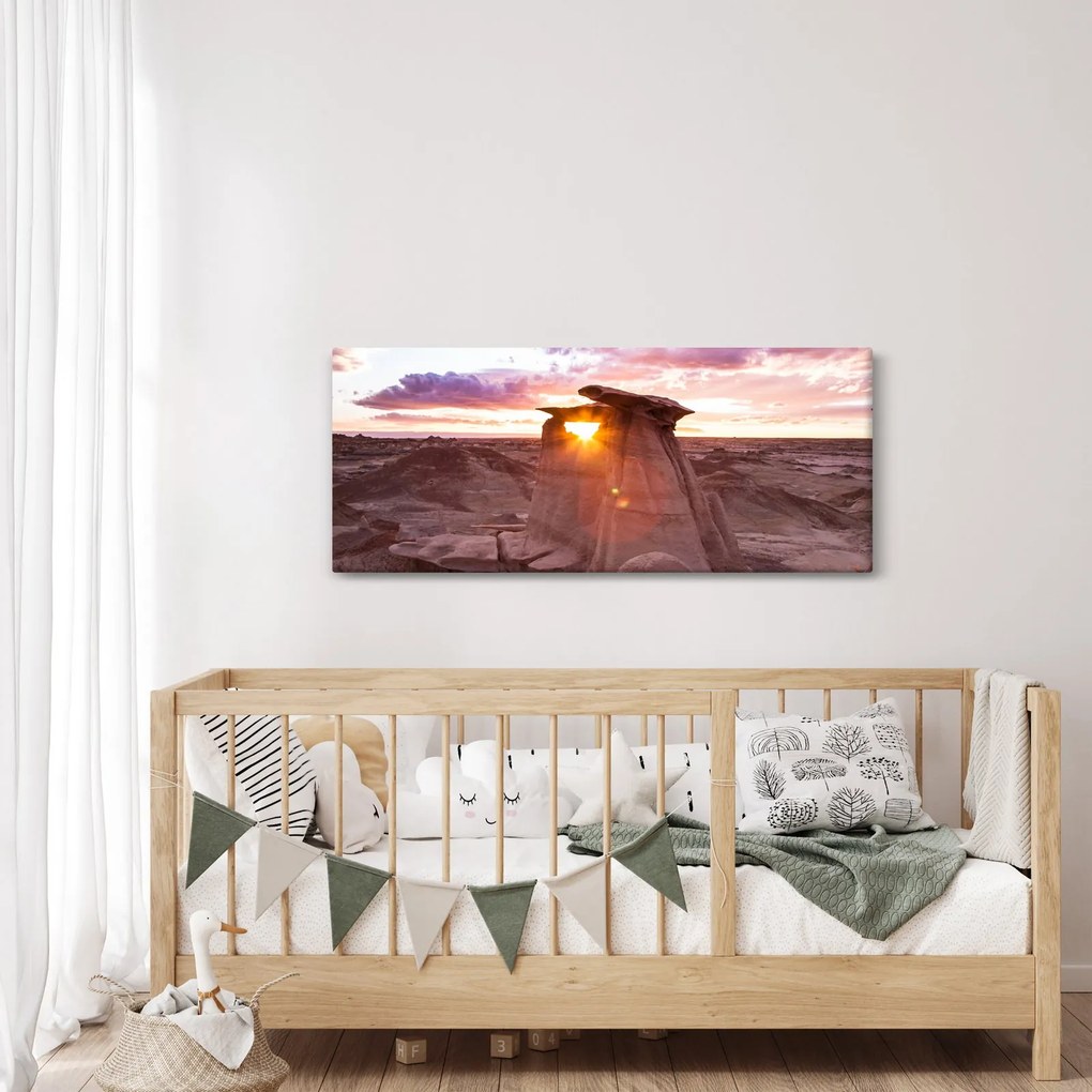 Obraz - západ slnka na púšti (120x50 cm)