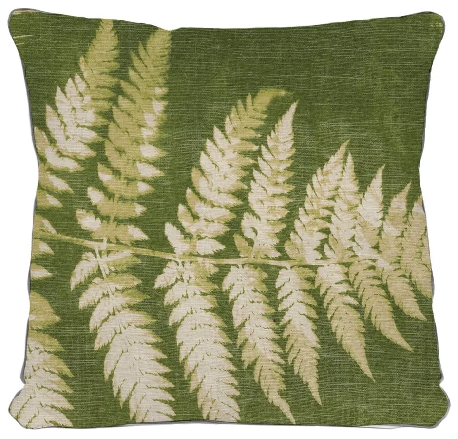 Zelený vankúš s motívom listu Linen Couture Leaves, 45 x 45 cm