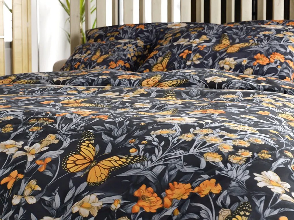 Obliečky z mikrovlákna BUTTERFLY GARDEN modro sivé Rozmer obliečky: 2 ks 70 x 90 cm | 200 x 220 cm