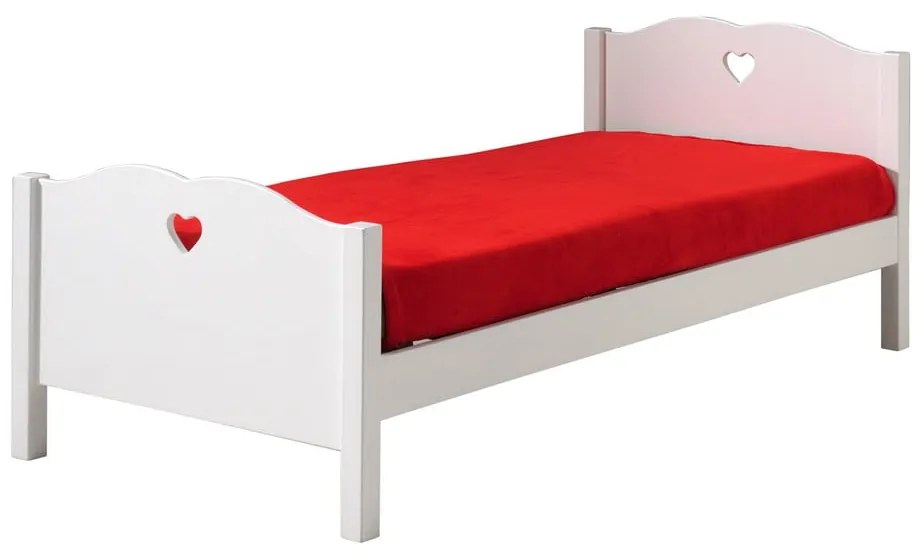 Biela detská posteľ z borovicového dreva s výsuvným lôžkom s úložným priestorom 90x200 cm AMORI – Vipack