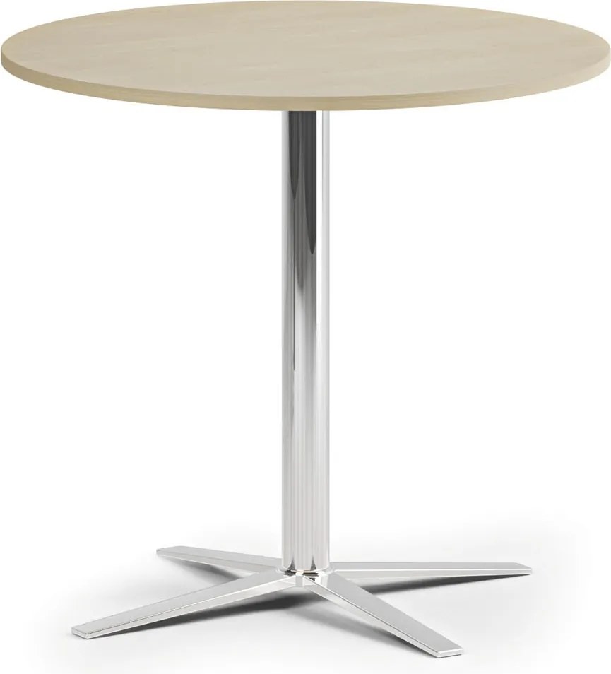 Konferenčný stolík AURA, priemer 60 cm, chróm podnož, breza