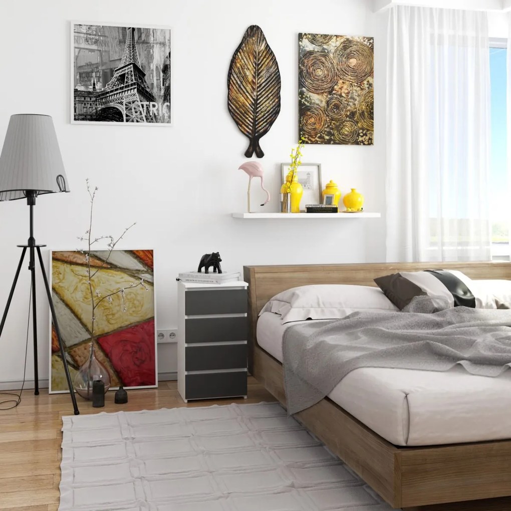 Komoda CL4 40 cm biela/grafitová sivá