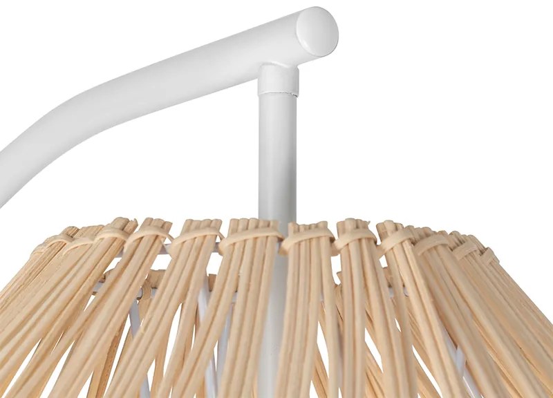 Vidiecka stojaca lampa biela s ratanom - Sam