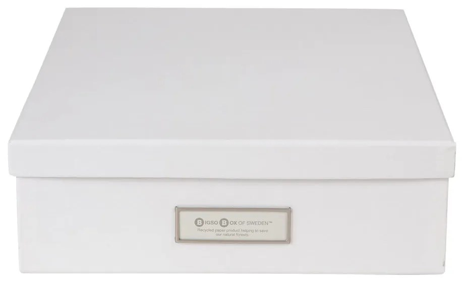 Biely úložný box s menovkou na dokumenty Bigso Box of Sweden Oskar, veľkosť A4