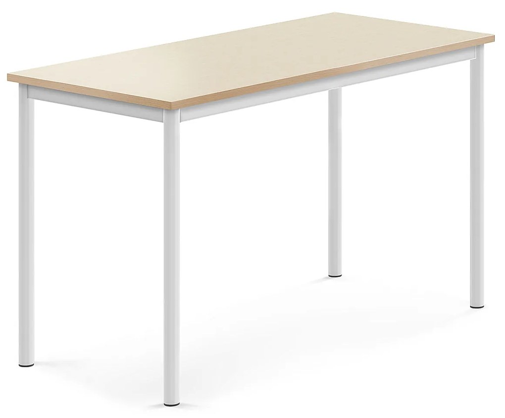 Stôl SONITUS, 1200x600x720 mm, HPL - breza, biela