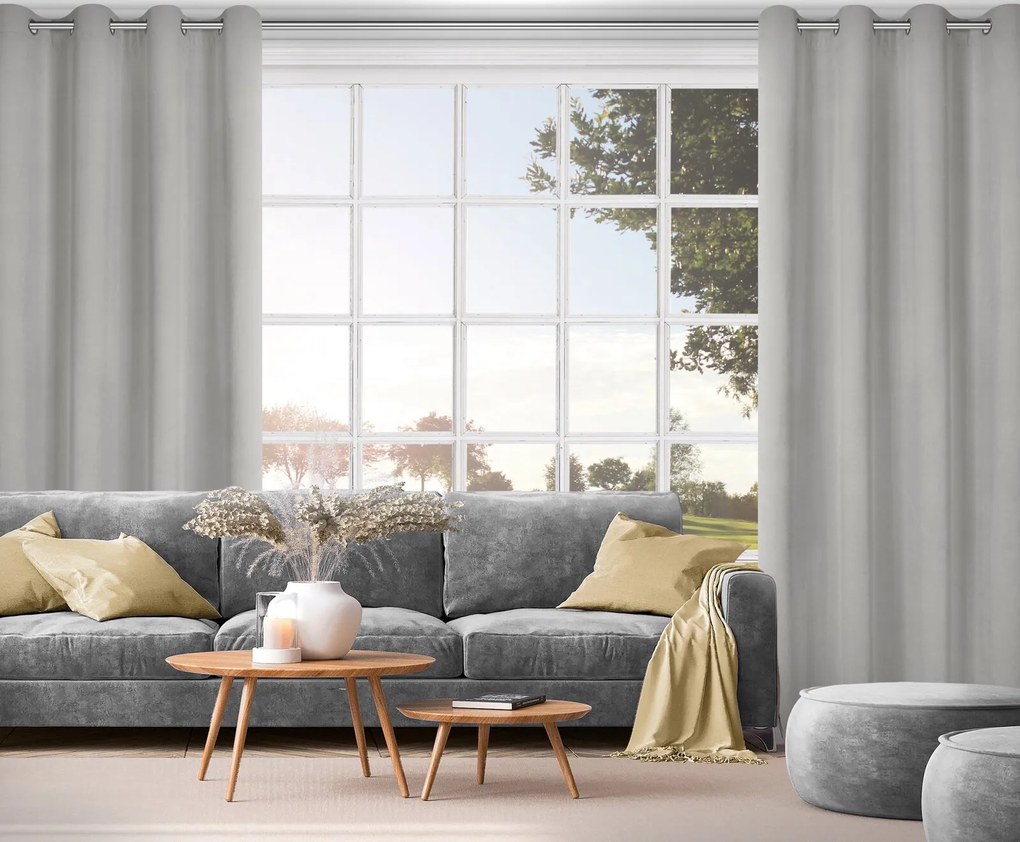 ZATEMŇOVACÍ ZÁVES (100%) NA KRÚŽKOCH NITA 140X250 CM SIVÁ
