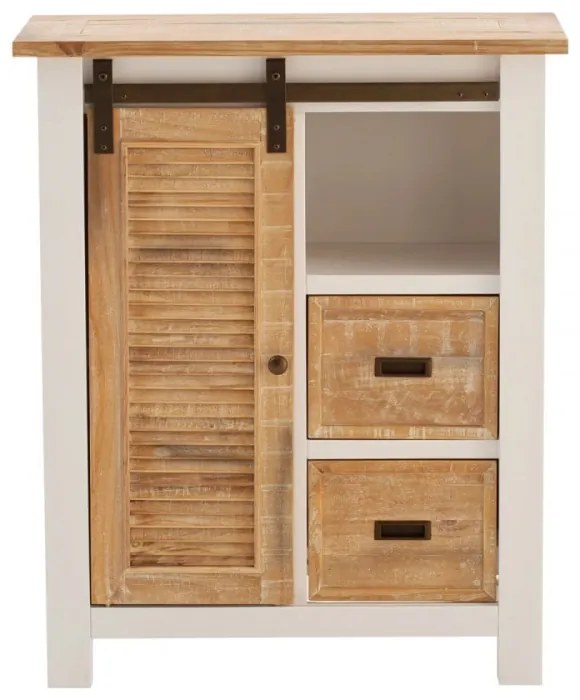 furniture-nabytek.cz - Masívna komoda Capera z borovicového dreva a MDF, lakovaná, biela s hnedými detailmi