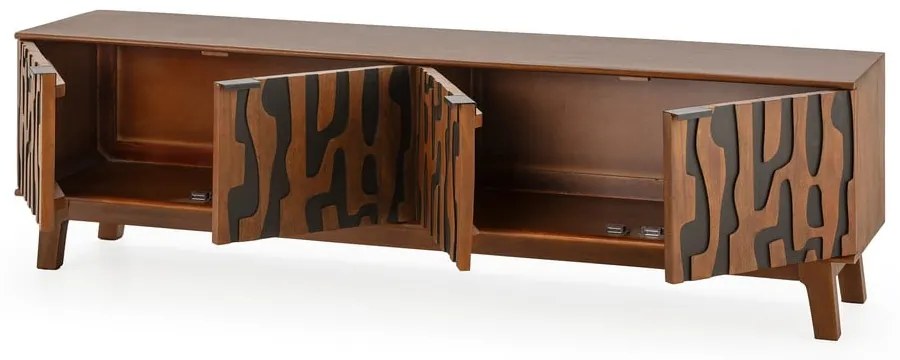 Hnedý TV stolík z mangového dreva 180x50x40 cm Kantu – MOME