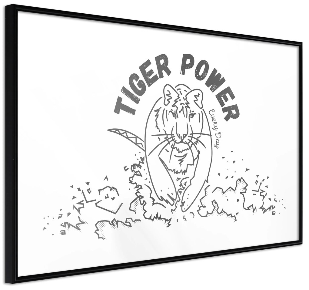 Artgeist Plagát - Tiger Power [Poster] Veľkosť: 60x40, Verzia: Zlatý rám s passe-partout